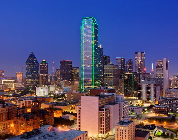 Dallas skyline at dusk